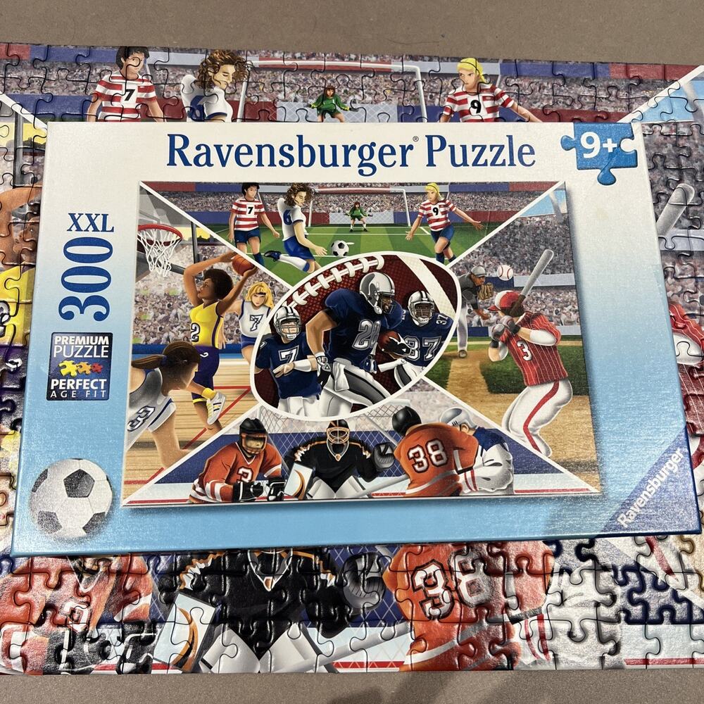Ravensburger 300 Pc Puzzle Sports Collage Football Soccer Baseball 100% Complete